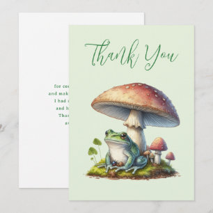Frog Under a Mushroom Cute Nature Thank You Card