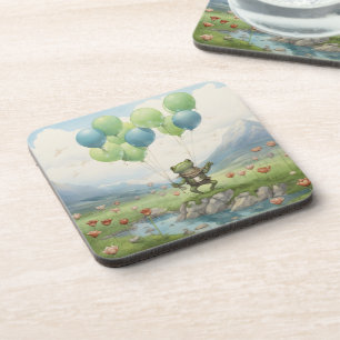 Frog Valley Balloon and Flowers Coaster