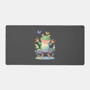 Frog Vector Painting Adorable Fun Animal Playing Desk Mat