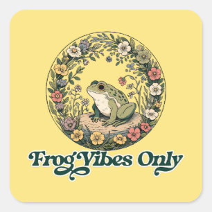 Frog Vibes Only Cottagecore nature lovers Square Sticker
