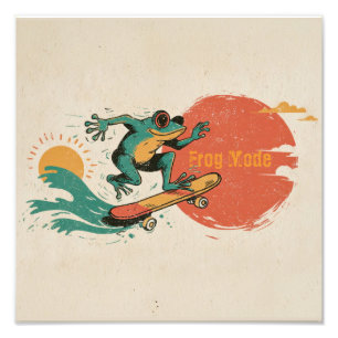Frog Vibes – Retro Surf Skate Frog Art Photo Print