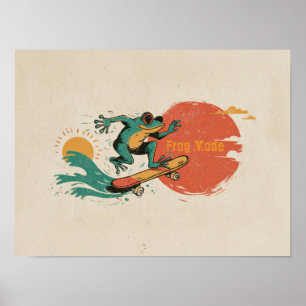 Frog Vibes – Retro Surf Skate Frog Art Poster