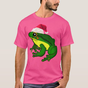 Frog W Santa Hat Christmas Frog Amphibian Lover T-Shirt