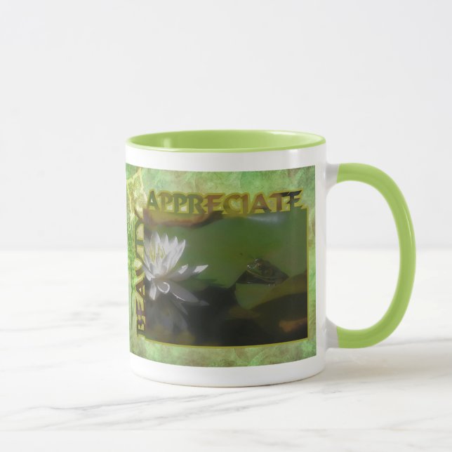 Frog Water Lily Beauty Inspirational Mug (Right)