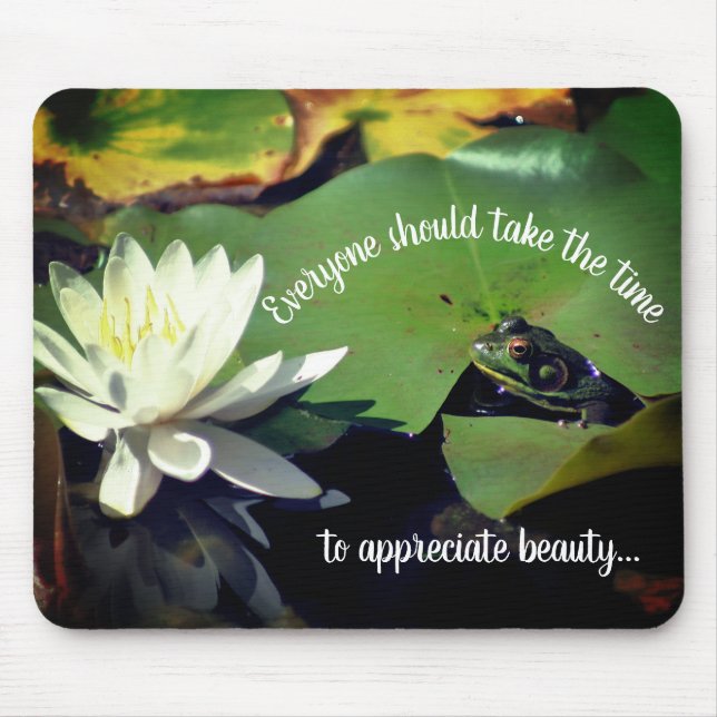 Frog Water Lily Lotus Inspirational Quote  Mouse Mat (Front)