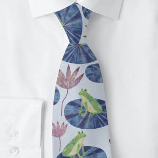 Frog Watercolor Blue Tie