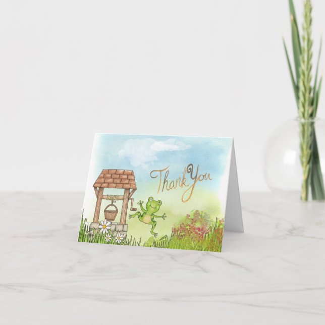 Frog Watercolor Cute Thank You Card (Front)