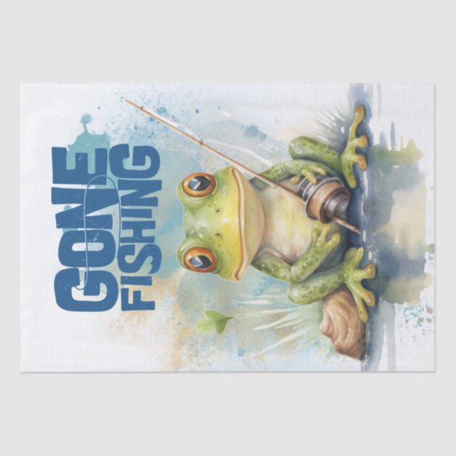 Frog Watercolor Fishing Tissue Paper (Front)