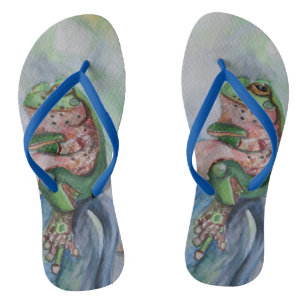 Frog Watercolor Flip Flops