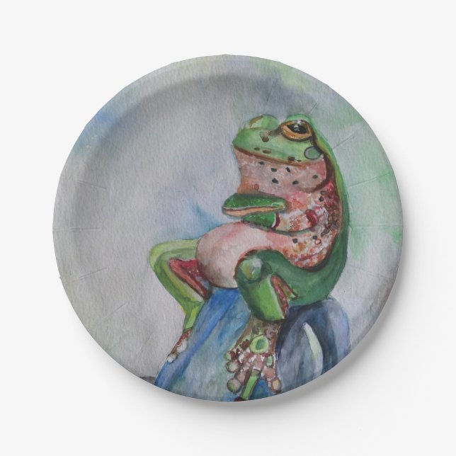 Frog Watercolor  Paper Plates 7'' (Front)