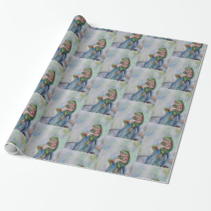 Frog Watercolor  Wrapping Paper, 30 in x 6 ft Paper