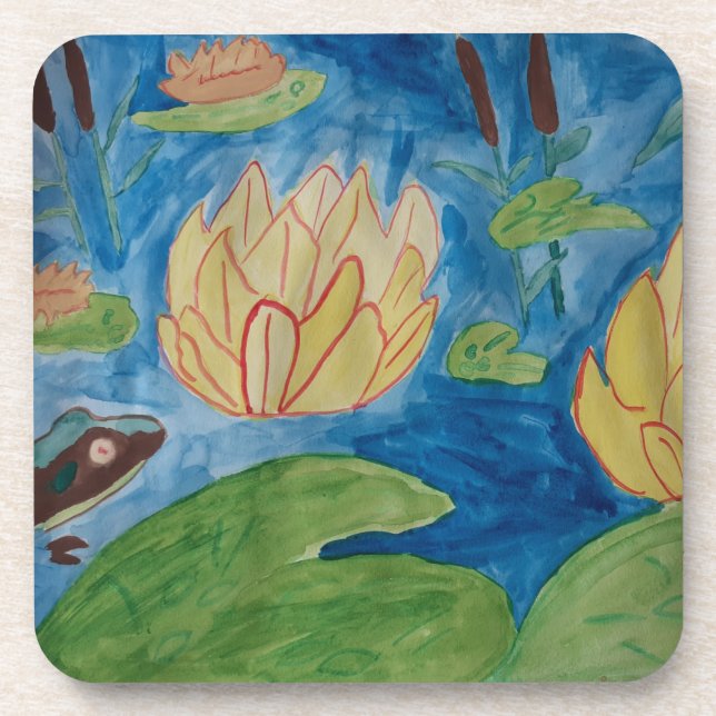 Frog & Waterlilies Coaster (Front)
