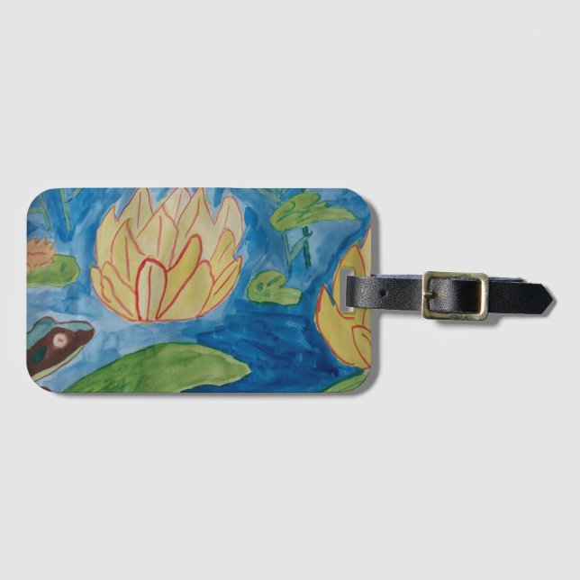 Frog & Waterlilies Luggage Tag (Front Horizontal)