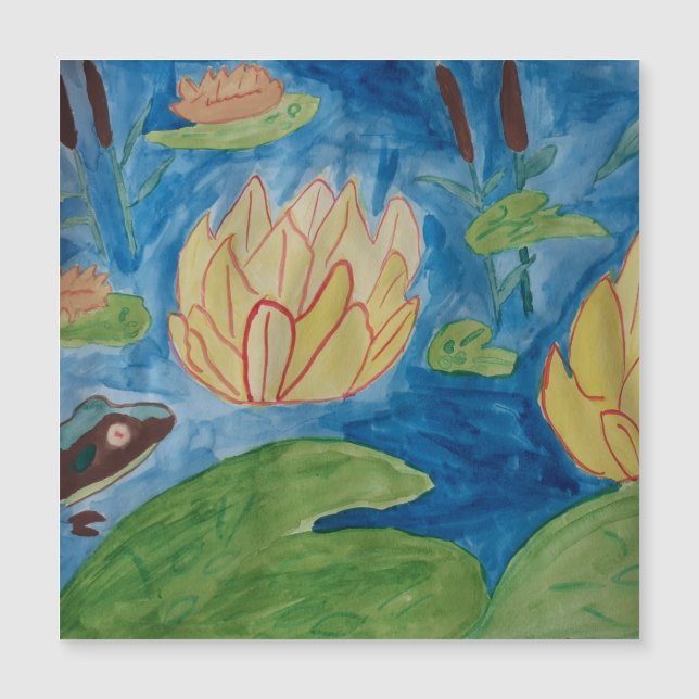 Frog & Waterlilies Magnetic Card (Front)
