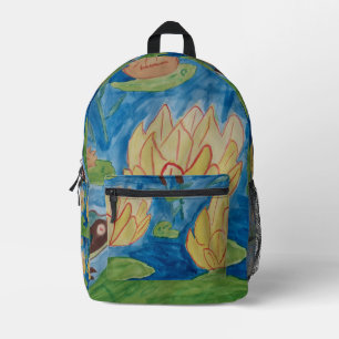 Frog & Waterlilies Printed Backpack