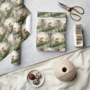 Frog Wearing a Floral Crown In Forest Wrapping Paper