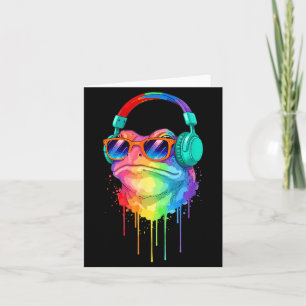 Frog Wearing Headphones And Sungles Edm Rave Desig Card