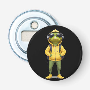 Frog Wearing Hoodie Funny Cool Animal Character Bottle Opener