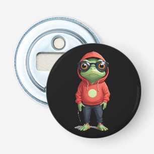 Frog Wearing Hoodie Funny Cool Animal Character Bottle Opener