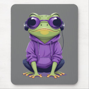 Frog Wearing Hoodie Funny Cool Animal Character  Mouse Mat