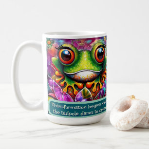 Frog Whimsical Abstract Art Floral Personalized Coffee Mug