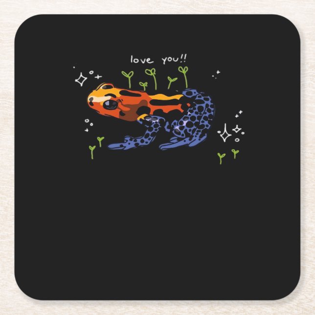 Frog Who Loves You! Square Paper Coaster (Front)