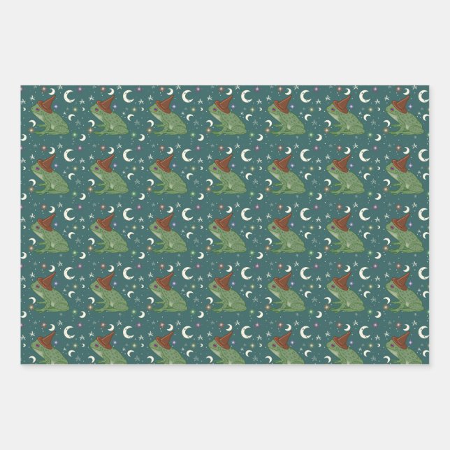 Frog witch Wrapping Paper Sheet (Front)