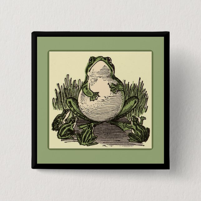Frog with Baby Frogs 15 Cm Square Badge (Front)