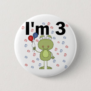 Frog With Balloons 3rd Birthday 6 Cm Round Badge