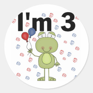 Frog With Balloons 3rd Birthday Classic Round Sticker