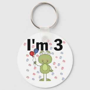 Frog With Balloons 3rd Birthday Key Ring