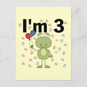 Frog With Balloons 3rd Birthday Postcard