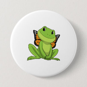 Frog with Butterfly 7.5 Cm Round Badge