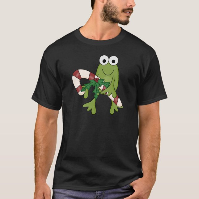 Frog With Candy Canes Tshirts and Gifts (Front)