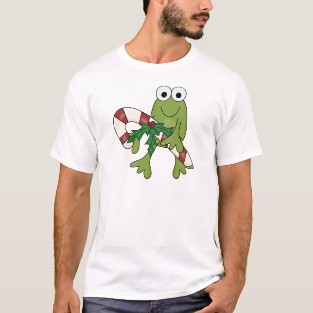 Frog With Candy Canes Tshirts and Gifts (Front)