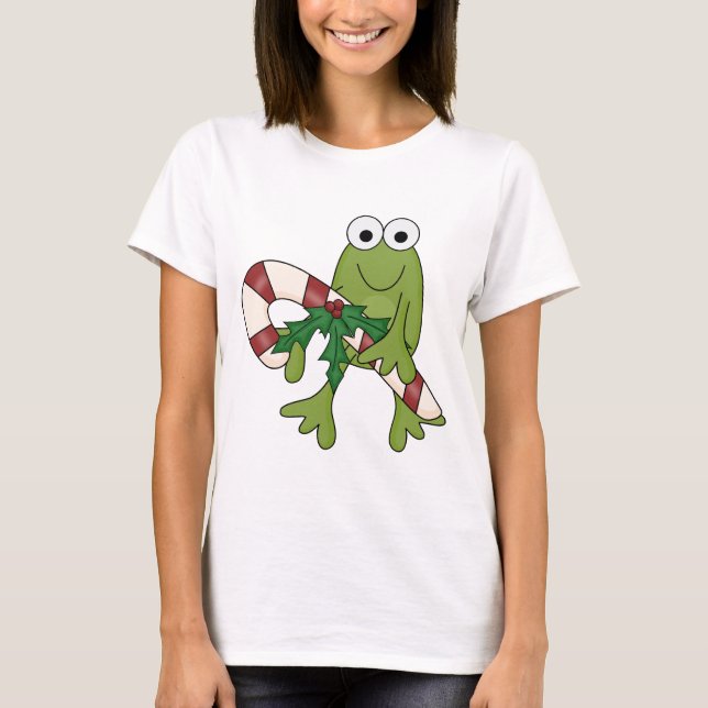 Frog With Candy Canes Tshirts and Gifts (Front)
