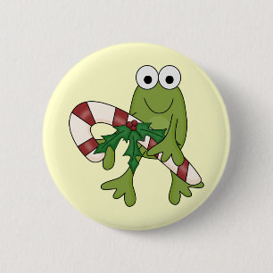 Frog With Candy Canes Tshirts and Gifts 6 Cm Round Badge
