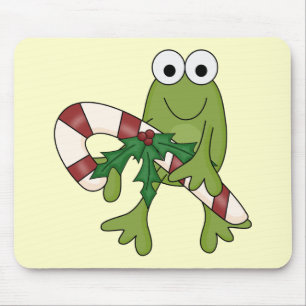 Frog With Candy Canes Tshirts and Gifts Mouse Mat
