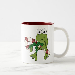 Frog With Candy Canes Tshirts and Gifts Two-Tone Coffee Mug
