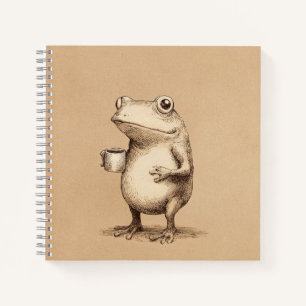 Frog with Coffee – Whimsical Vintage Animal Notebook