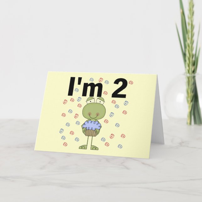 Frog With Cupcake 2nd Birthday Tshirts Card (Front)