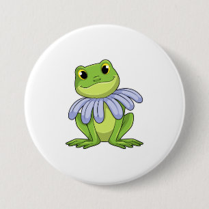 Frog with Daisy 7.5 Cm Round Badge