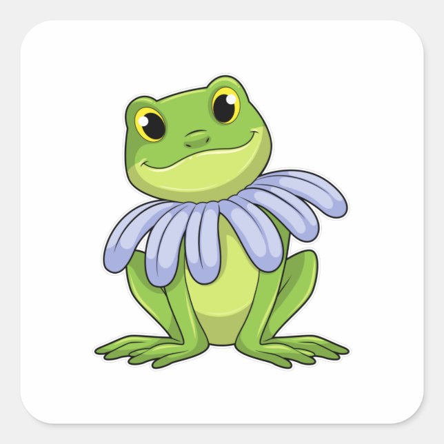 Frog with Daisy Square Sticker (Front)