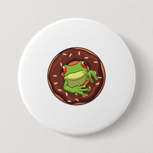 Frog with Donut 7.5 Cm Round Badge