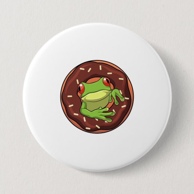 Frog with Donut 7.5 Cm Round Badge (Front)