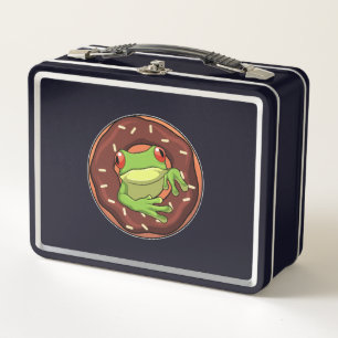 Frog with Donut Metal Lunch Box