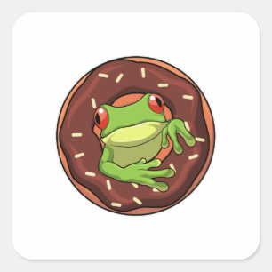 Frog with Donut Square Sticker