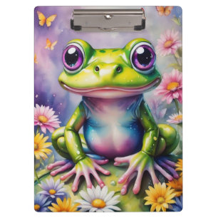 Frog With Flower Digital Art Clipboard