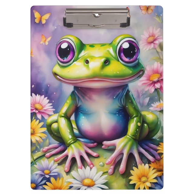 Frog With Flower Digital Art Clipboard (Front)