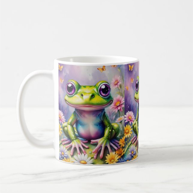Frog With Flower Digital Art Coffee Mug (Left)